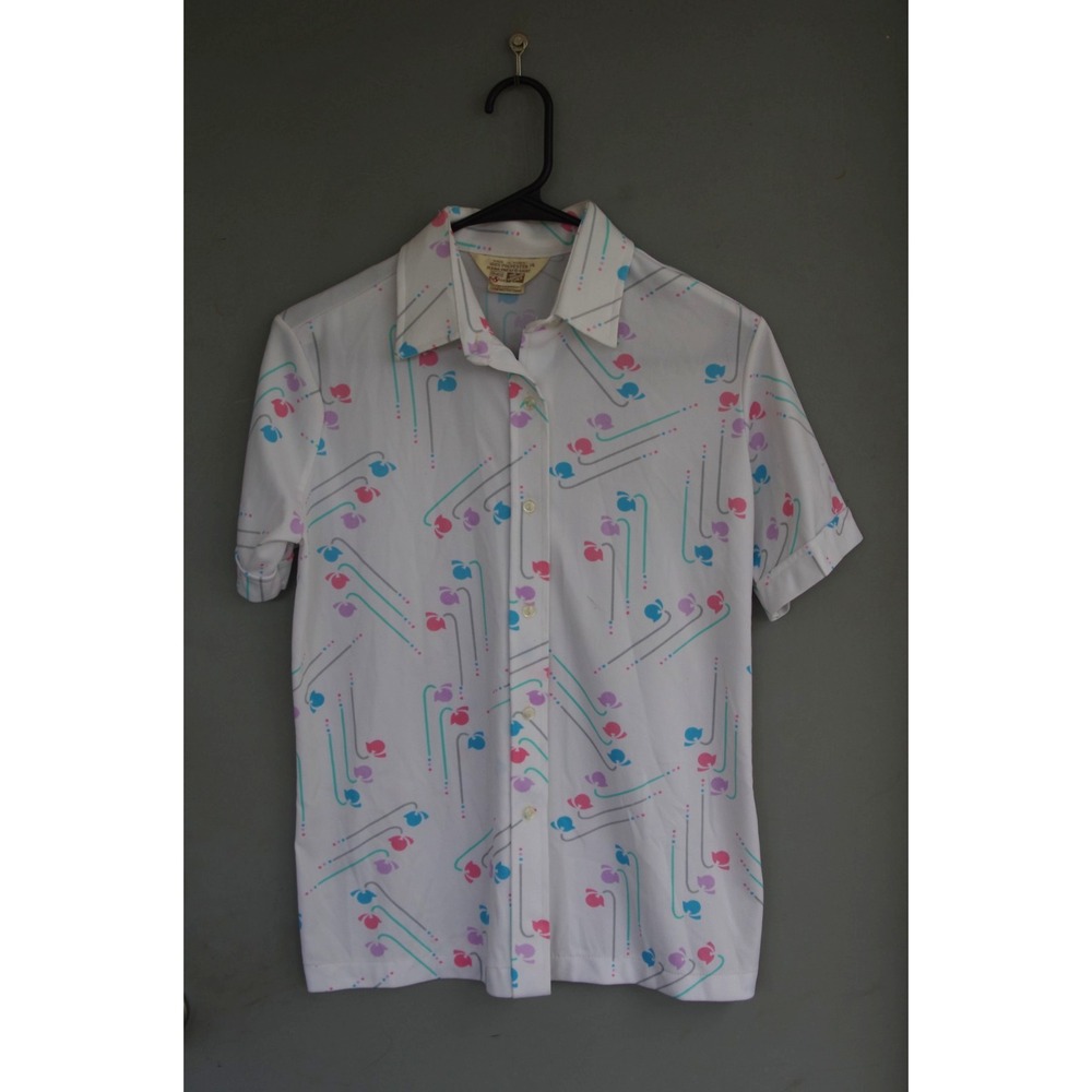 Vitg. EUC 70s Sears Disco‎ The Shirt Pink Blue Purple Floral Geometric 14